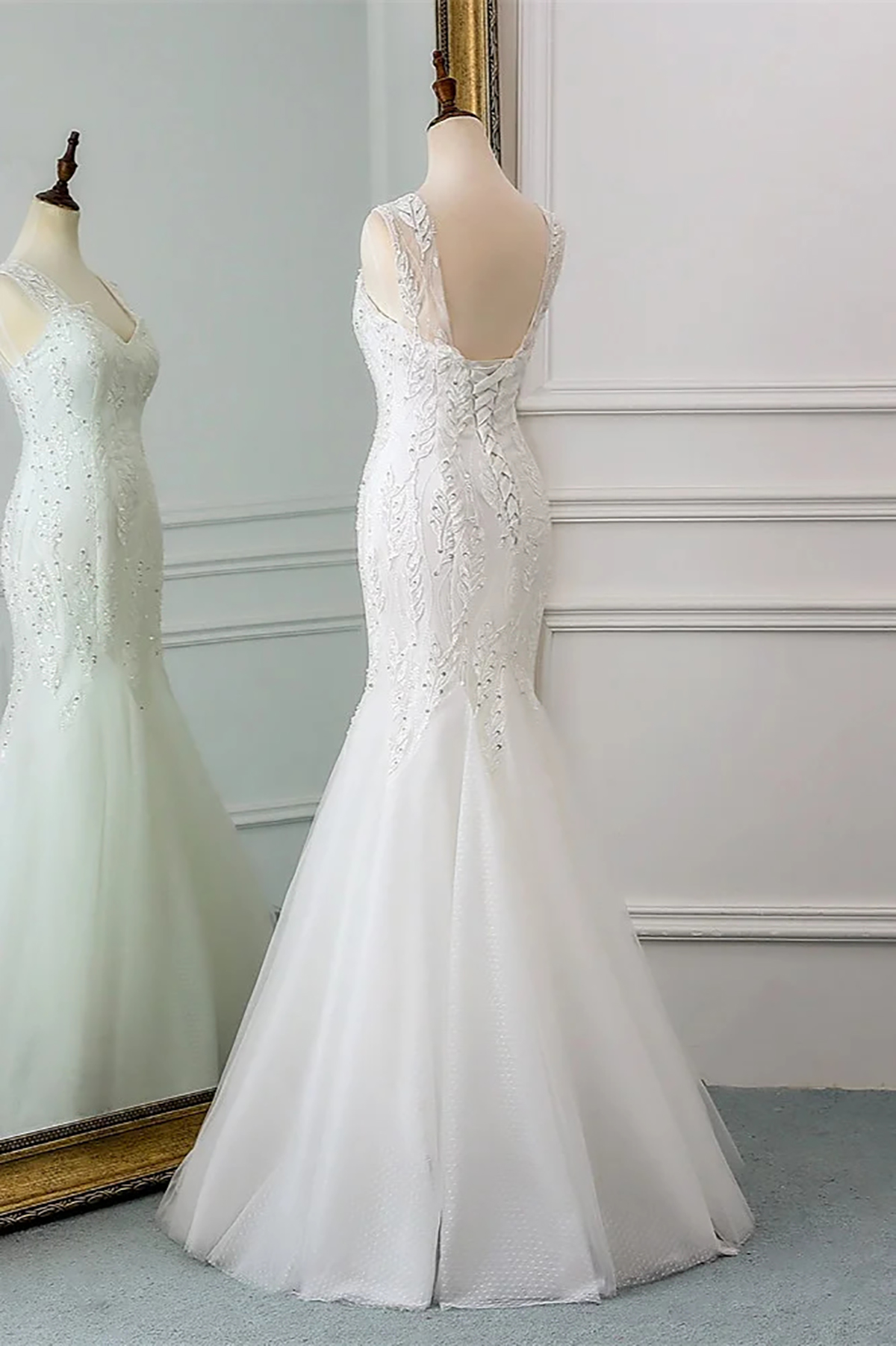 Elegant Sequined Lace Mermaid Wedding Dresses Sweetheart Neck Bridal Gowns Sleeveless Tulle Skirt Bride Dresses Second Birthday Engagement Gowns