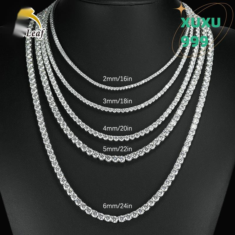 OACOCA Goldleaf Jewelry Hot Sell 3mm-5mm D Color VVS Moissanite Tennis Chain Necklace Bracelet 925 Sterling Silver Moissanite Chain