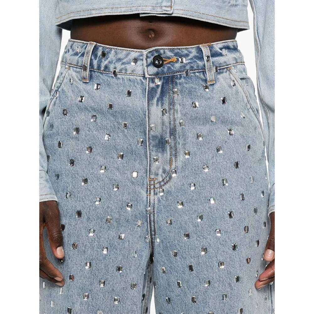Elegant Women's Dias Baggy Pants High Waist Pocket Button Zippers Straight-Leg Jeans 2025 Spring Summer Female Y2k Trousers
