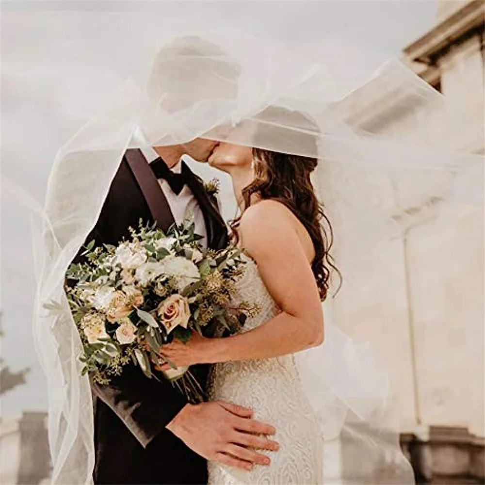 Wedding Veil Waist Length Short Bride Hair Accessoies Bridal Tulle with Comb and Pencil Edge White Versatile headdres 250610