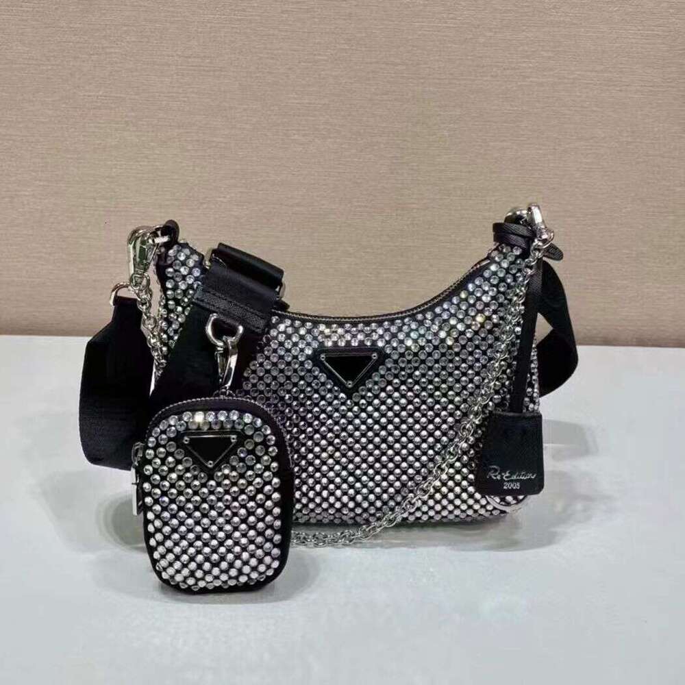 Three-in-One Women's High-Quality Super Shiny Czech Rhinestone Full Diamond Crossbody Bag