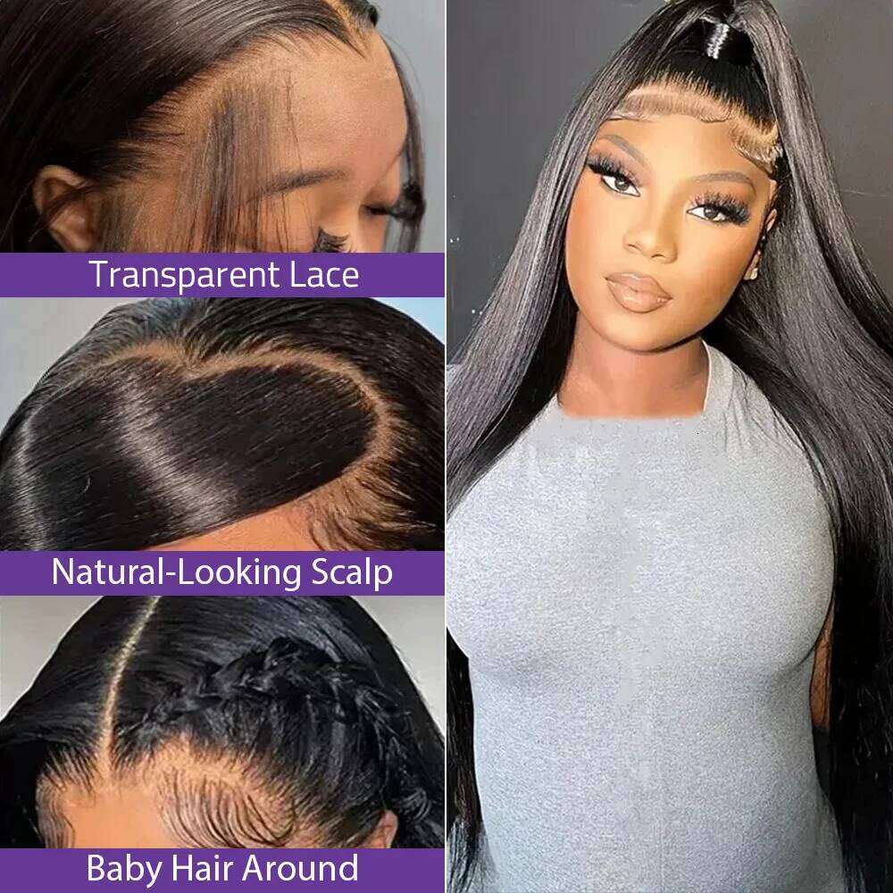 Bone Straight 13x6 Front Human Hair 13x4 HD Transparent Lace Frontal Wig 36 38 Inches 5x5 Glueless Closure Wigs Pre Plucked