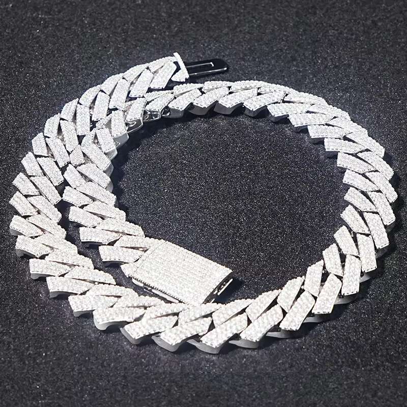OACOCA Pure 925 Silver Jewelry Sterling Hip Hop Moissanite Diamond Iced Out Cuban Chain Necklace for Women