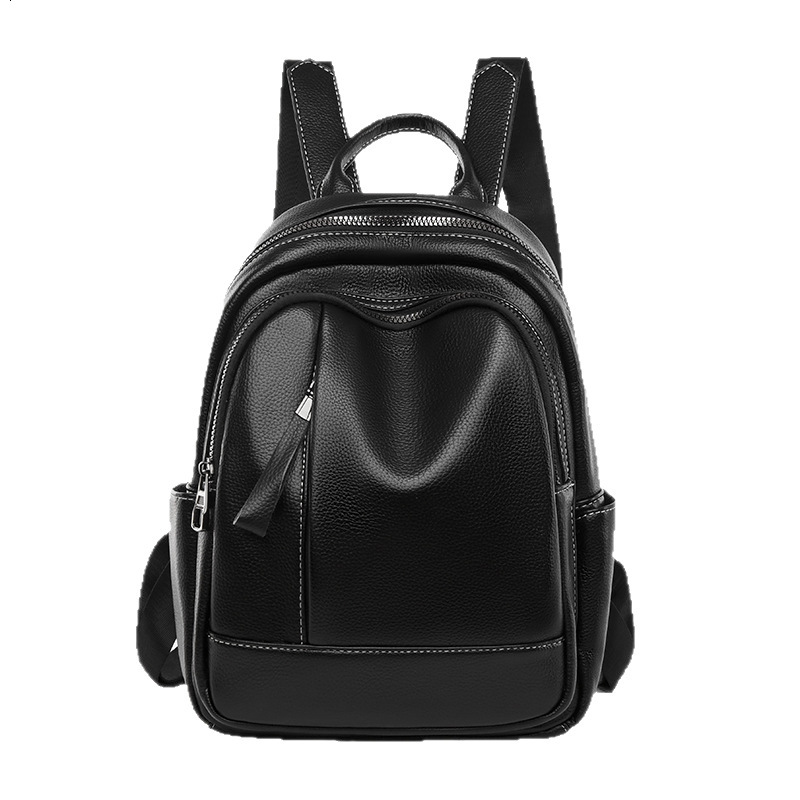 Women's 2025 New Style Textured Soft Leather Fashion Large Capacity Simple Commuter Ladies Backpack