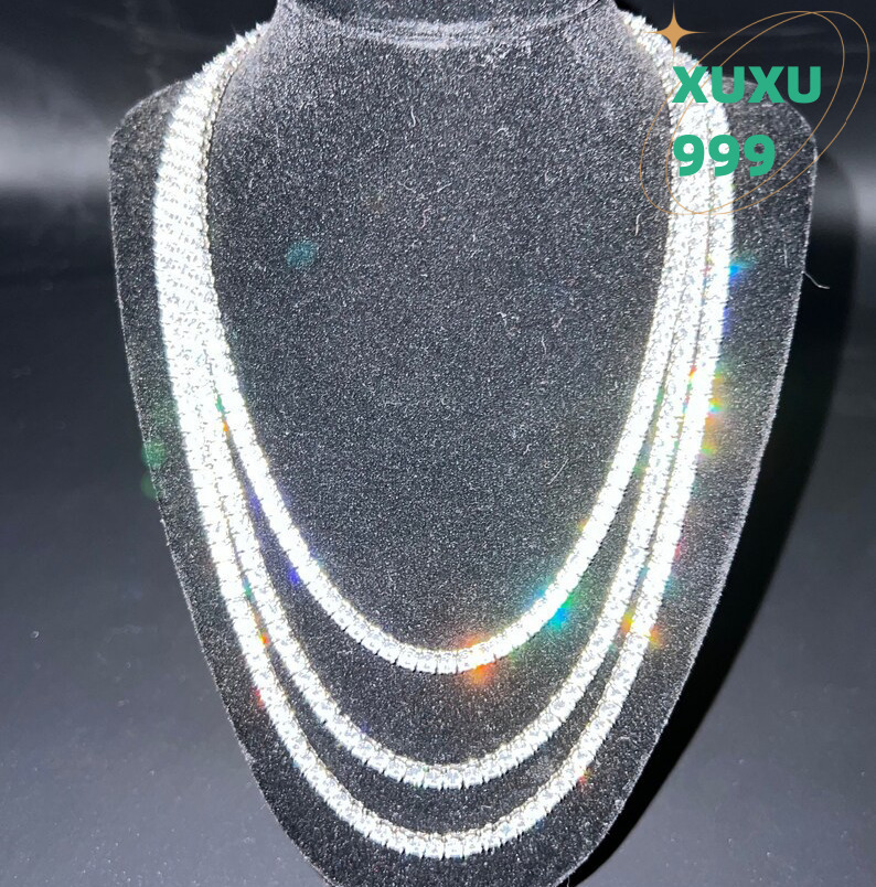Hip Hop 925 Sterling Silver 3mm 4mm 5mm VVS Moissanite Diamond Necklace Moissanite Tennis Chain OACOCA