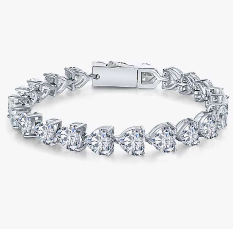 S925 Sterling Silver Moissanite for Heart Bracelet Minimalist Stylish Light Luxury Trend Bangles Bracelets