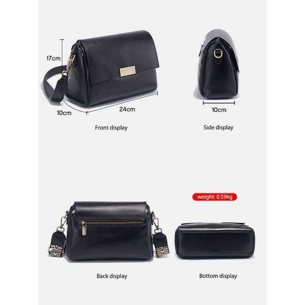 Zency Genuine Leather Vintage Designer Handbag For Women Large Capacity Shoulder New Brown Crossbody Flap Bag Purse 2025