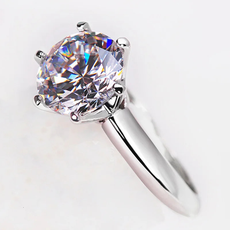 925 Sterling Silver Simple Engagement Wedding Rings for Women Fashion 1CT/2CT/ 3CT Cubic Zirconia Ring Bridal Jewelry Gift 250610