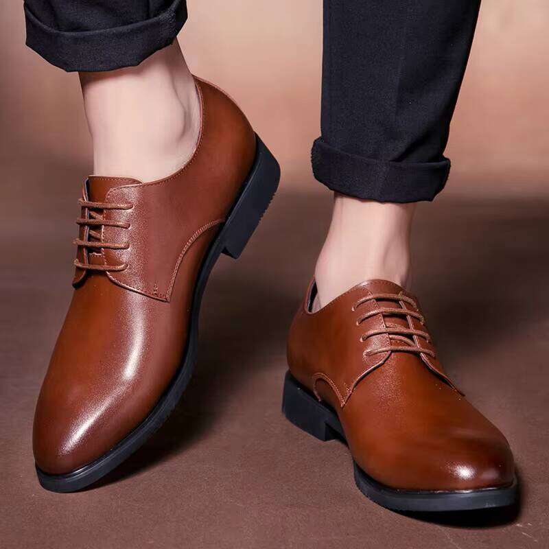 Wholesale High Quality Solid Color Genuine Leather Men Fashion Casual Dress Shoes