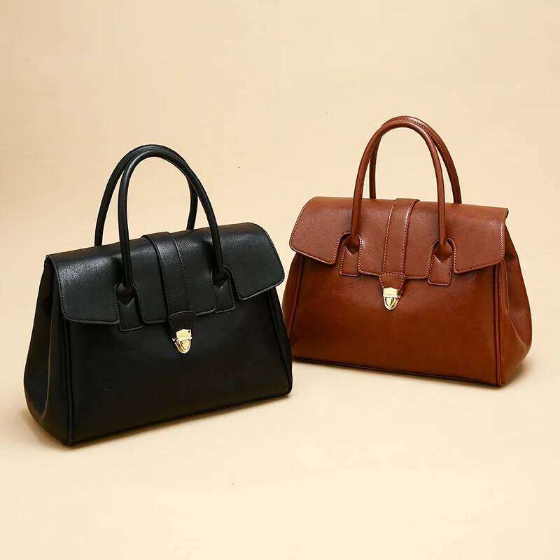 2025 Vintage Leather Tote For Women Spacious Designer Work Bag Water-Resistant Office Briefcase Commuter Travel Handbag