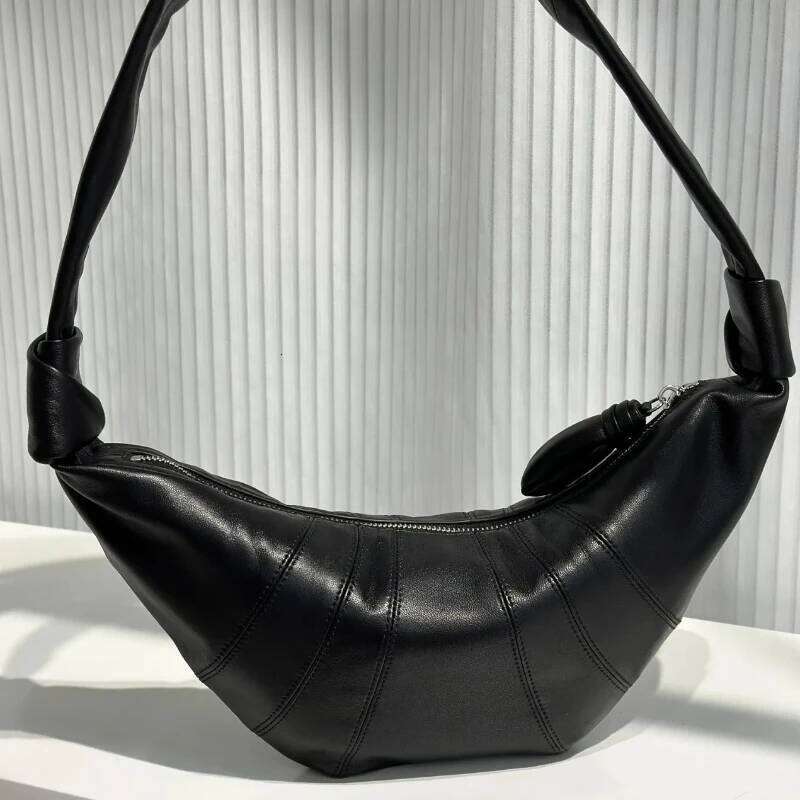 Lambskin Croissant Niche Textured Crossbody Chest Waist Brand Genuine Leather Women's Bag