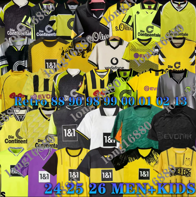 Retro 88 89 94 95 96 1997 1998 DORTMUNDES men Soccer Jerseys 2011 2012 2013 HAALAND vintage REUS 19 20 21 22 23 24 25 26 football uniform BRANDT ADEYEMI BorussIa Moller