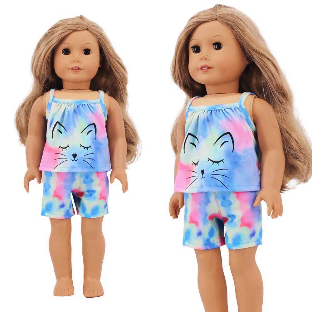 Doll Clothes Summer Short Sleeve for 18inch Girls American 43 Cm Baby Reborn Doll Our Generation Accessories Hat T-shirt Toy W250610