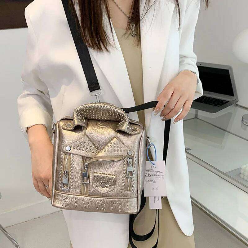 Fashion Jacket Design Shoulder Bags Rivet Clothes Shape Women's Handbag Brand Designer Lady Crossbody Bag Small Backpack