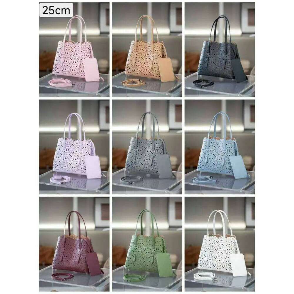 Brand Designer High Quality Mini Cowhide Shoulder Handbags 2025 Hollow Fashion Large Capacity Genuine Leather Bucket Bag