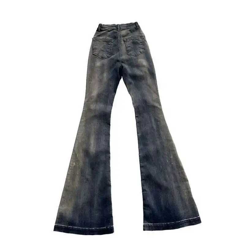 HKSH RO Style Niche Gradient High Stretch Floor Mop Casual Micro Flared Jeans Korean Tight Skinny Denim Pants Women Trend HK2783 M250610