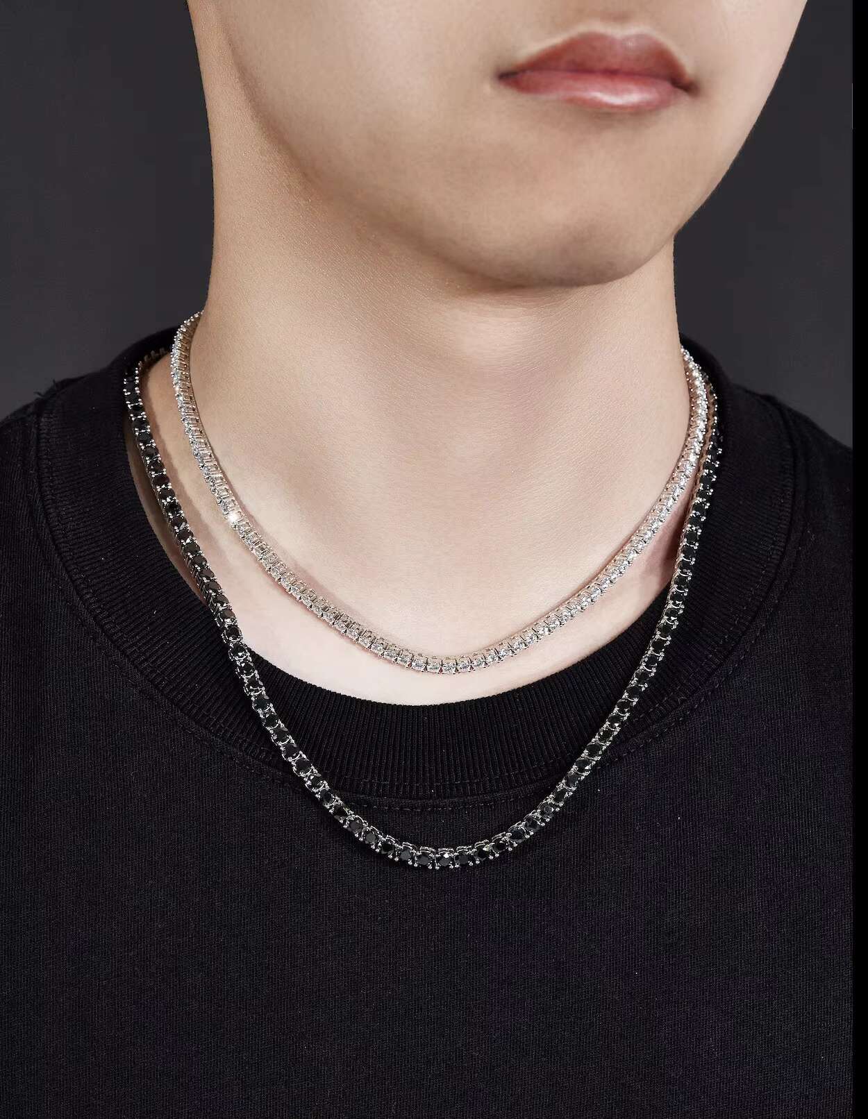 925s 18K Gold Plated Tennis Necklace for Men 4mm White Moissanite for Wedding Gift Stylish Womens Moissanite Tennis Necklace OACOCA