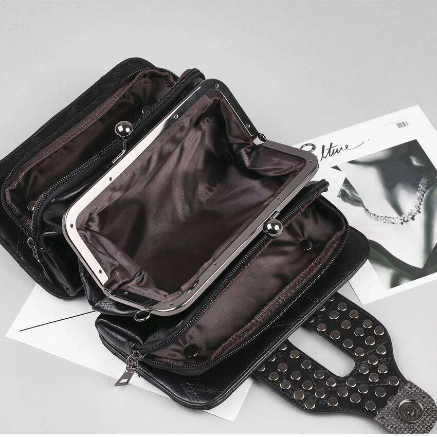 Designer Rivet Shoulder Bag Women Fashion Crossbody Purse For Grils Multi Pocket Phone Zero Wallet Soft Leather Handbag Carteras