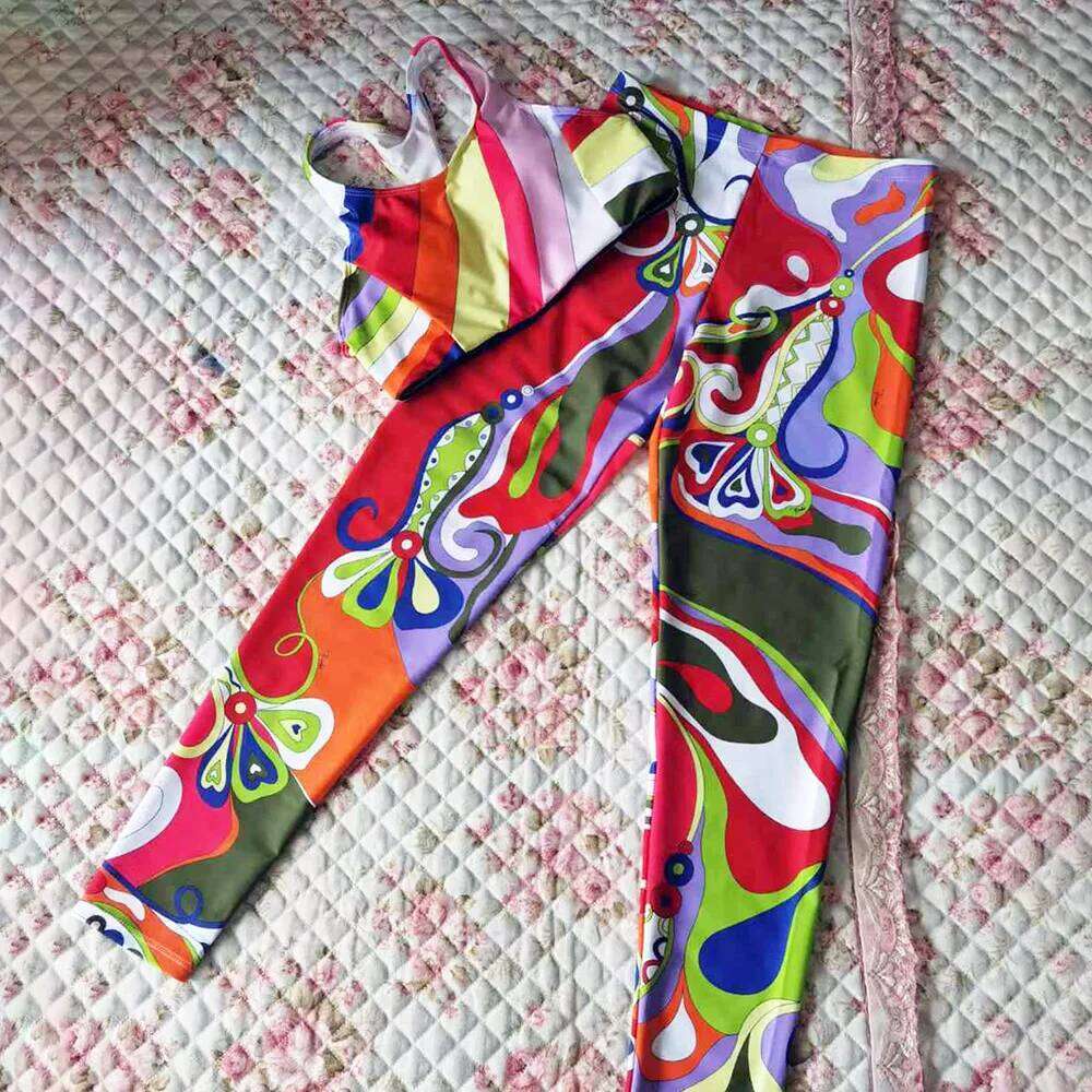 Woman Swimwear Vest Indoor Outdoor Sports Yoga Two Piece Set Sexy Stretch Top and Pants Body Suits Girls Swimsuit