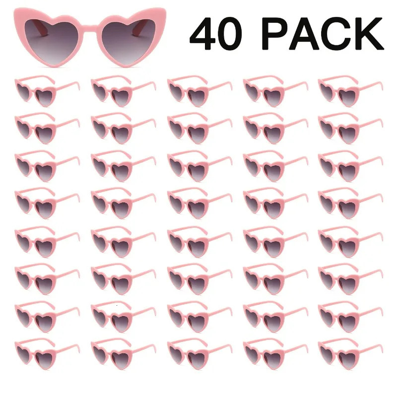 40pcs Fun and Stylish Large Frame Heart-Shaped Glasses - Perfect for Weddings Balls and Couples Parties 250530