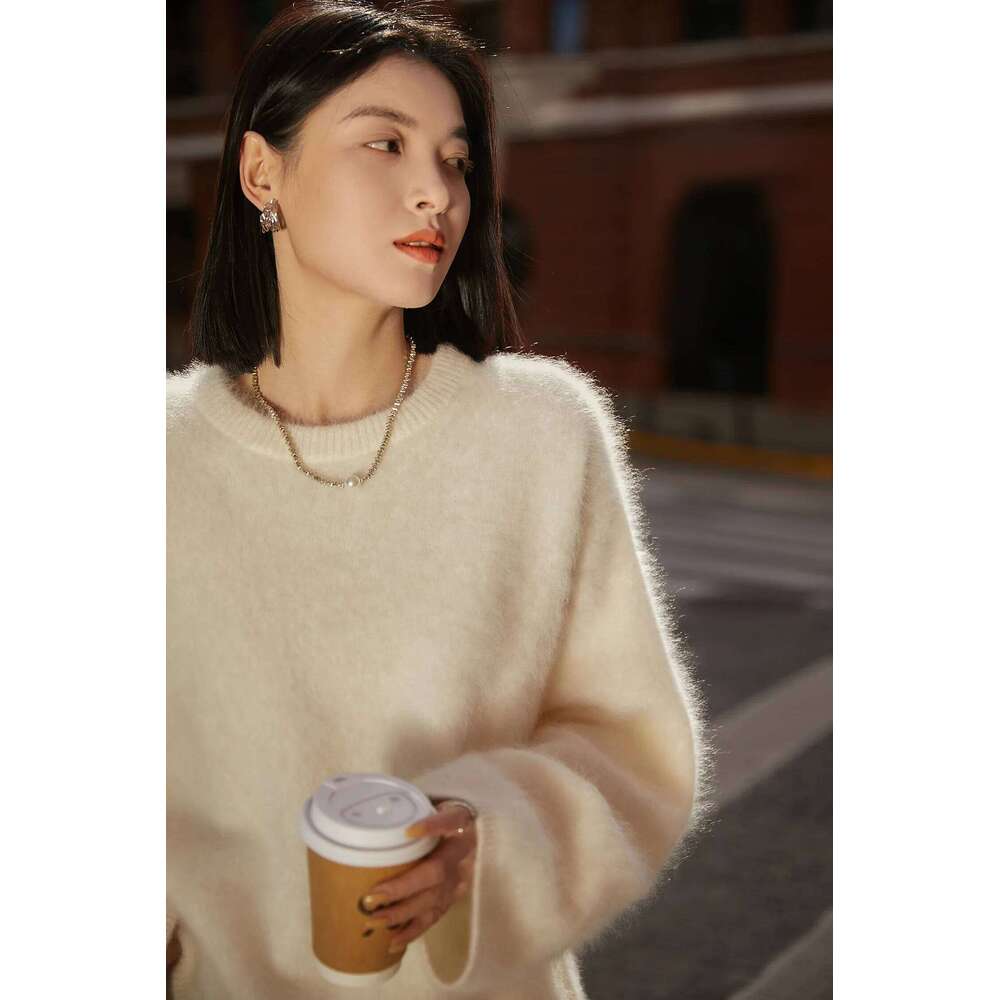 Du Jia Furs Brushed 100% Fog Knitted Ultra-Soft Cashmere Sweater for Women