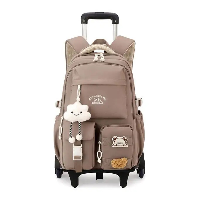 School Trolley Bag with 2 wheels 6 For girls Rolling Backpack bags for primary school Kids Wheeled satchel 250605