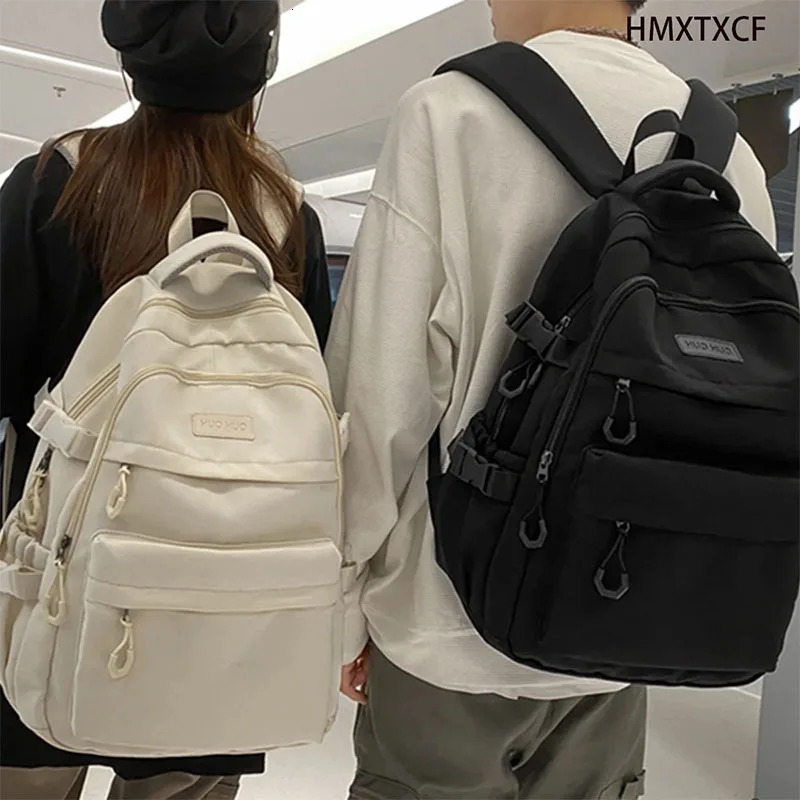 College Style Canvas School Bags For Solid Junior High School Student Schoolbag Korean Version Laptop Backpack Women 250606