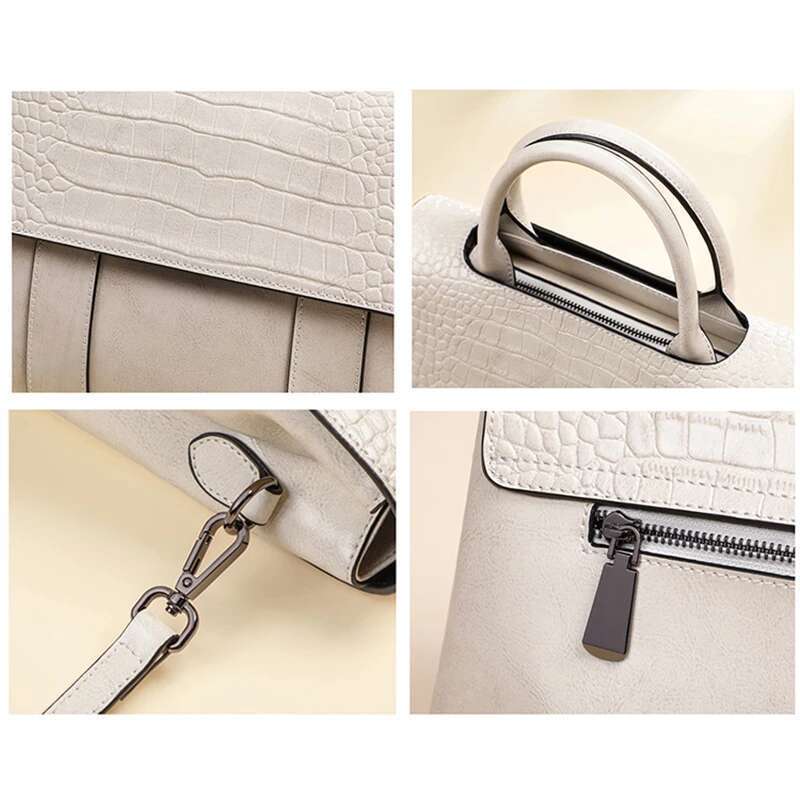 Women's Cowhide Genuine Leather Bag Female Crossbody Designer Shoulder Bags Ladies Casual Retro Large Capacity Handbag