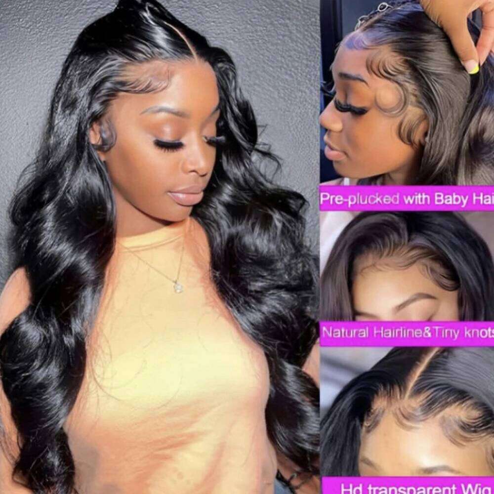 Front Wig Pre Plucked 180% Brazilian Body Wave 13x4 HD Full Lace Frontal Wigs 100% Human Hair For Women