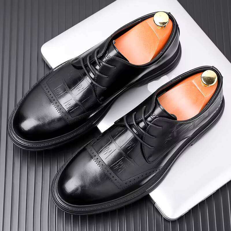 Hot selling New men casual leather with formal business men's lace up dress shoes