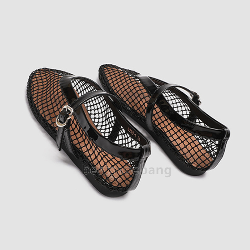 designer sandals mesh hollow flats heels summer sandal light breathable women shoes mary jane elegant comfort ballet walking shoes