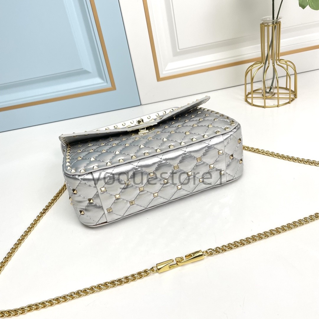 2025 Rockstud Design Rivet Crossbody Chain Flap Casual Versatile Lock Shoulder Export New Designer Brand Bag