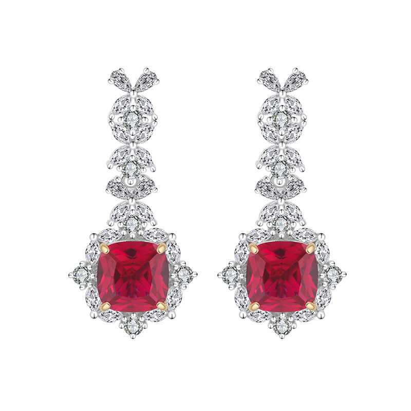 Sophisticated S925 Sterling Silver Dangle Earbobs Adorned by Lustrous Colored Zircons