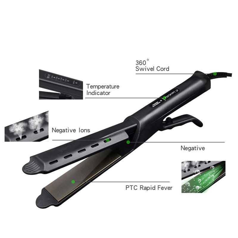 Hair straightener with steam function Electric LCD back Hot Sale steam dry flat iron professional hair straightener W250610