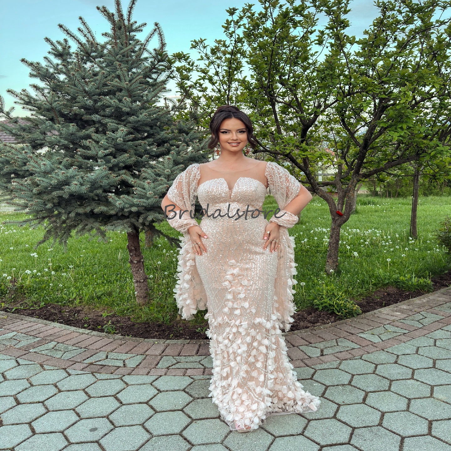 Luxury Arabic Prom Dress With Sequin 3D Florals Mermaid Plus Size Dubai Evening Dress Elegant Formal Abaya Party Gown Special Occasion Birthday Dress 