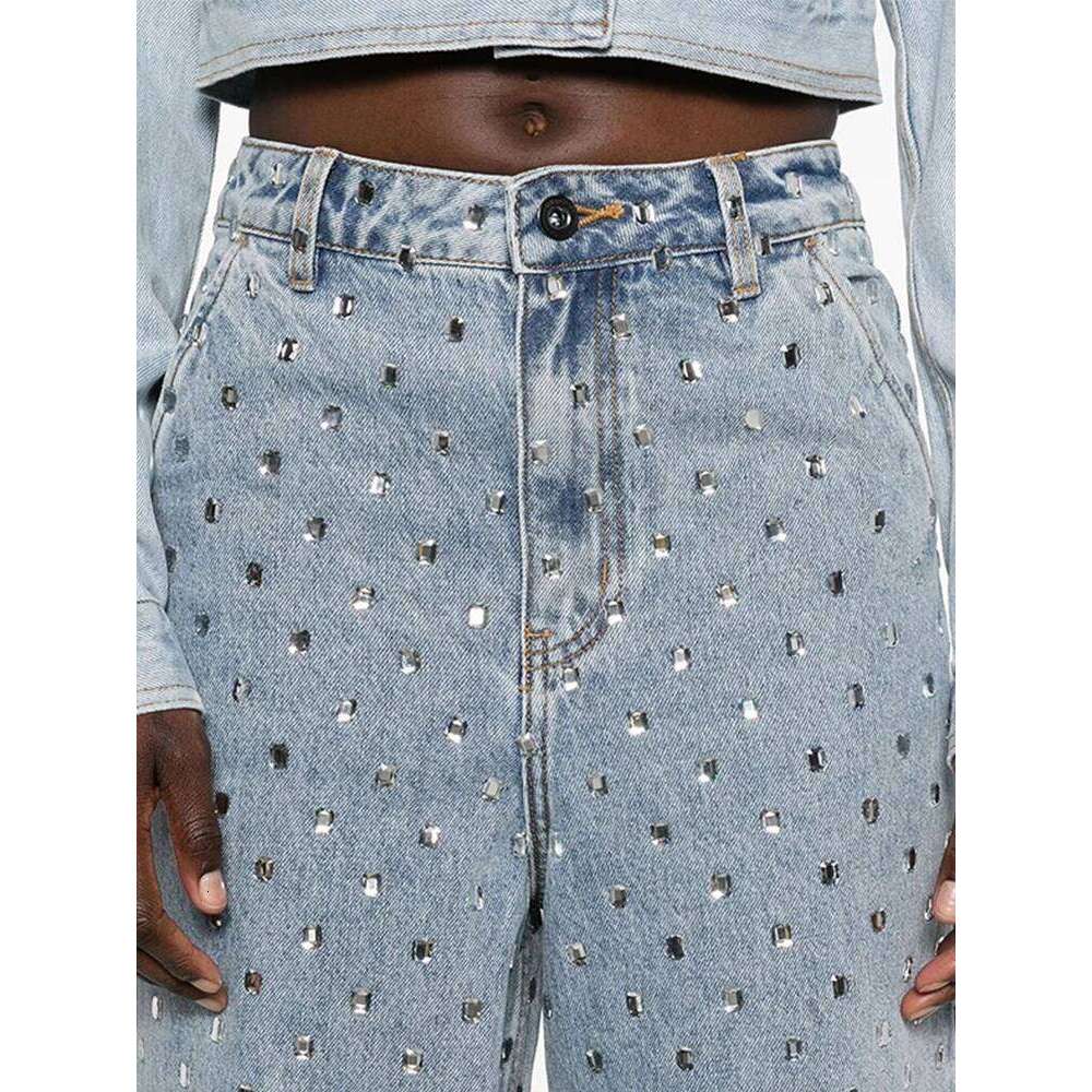 Elegant Women's Dias Baggy Pants High Waist Pocket Button Zippers Straight-Leg Jeans 2025 Spring Summer Female Y2k Trousers