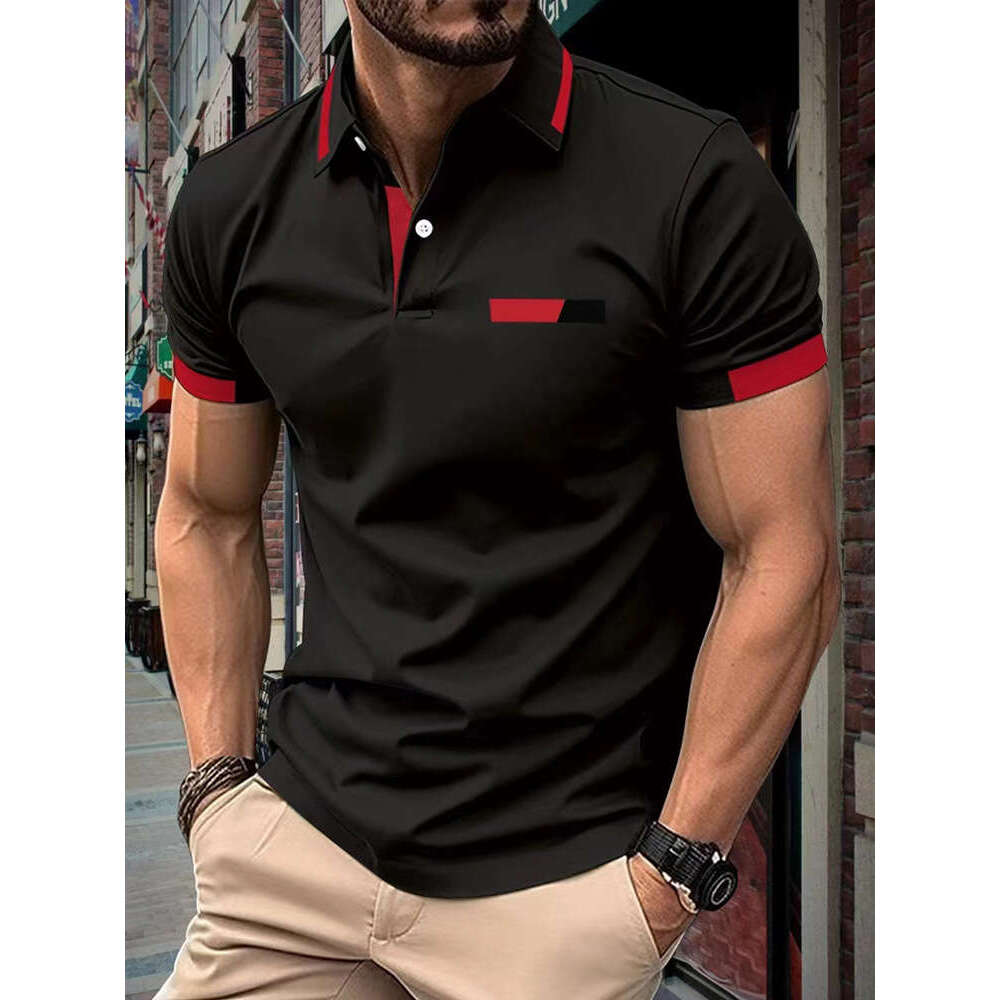 New Men's Casual Short Sleeve Polo Shirt With Multiple Colors And Turn-Down Collar B5
