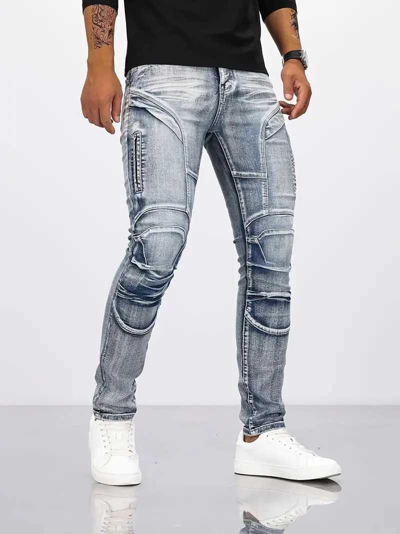 2025 Jeans Mens Small Straight Leg Denim Design Pants New Slim Fit Small Hole Long Pants High Street Classic High Quality Mens M250610
