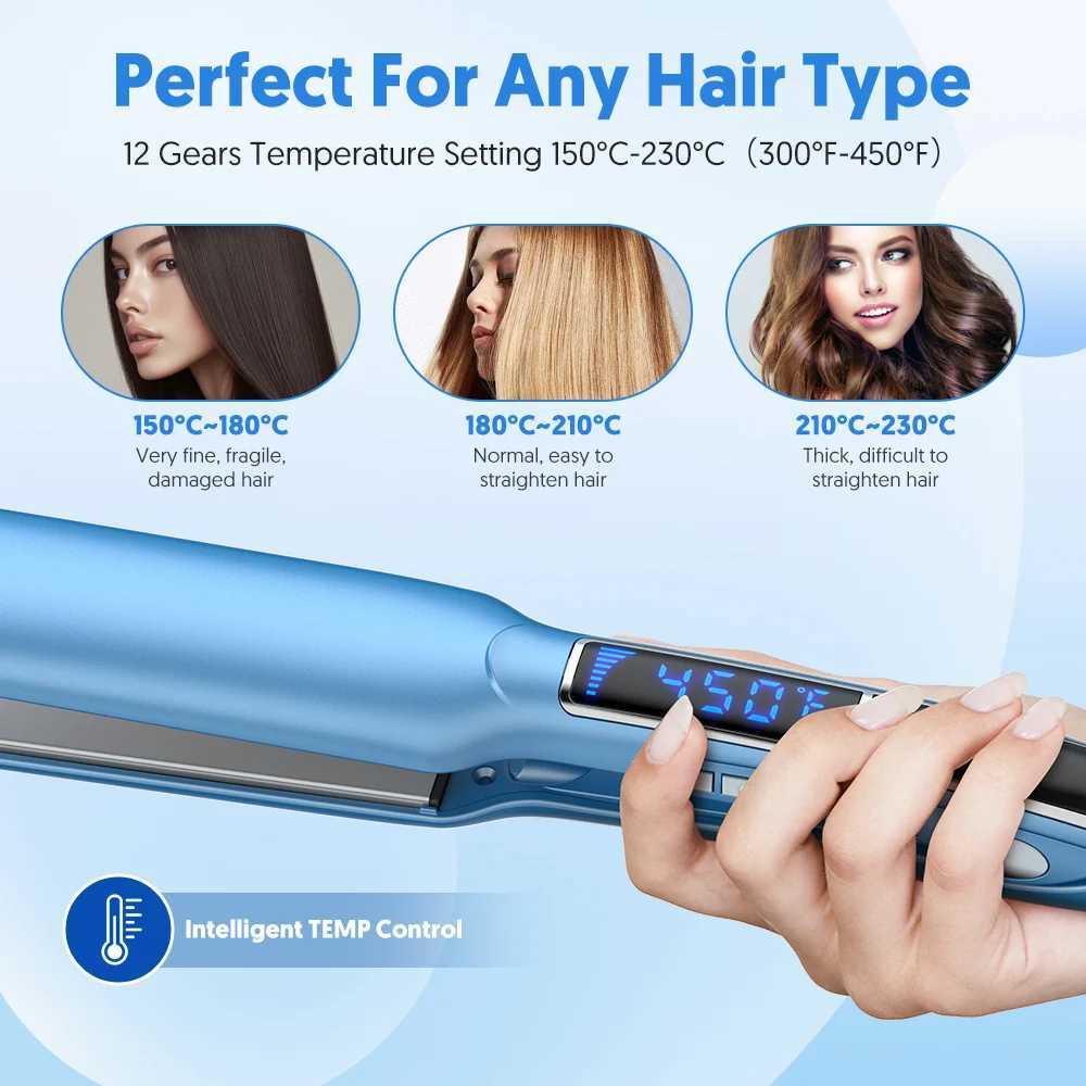 SEJOY Professional Hair Straightener Flat Iron with Adjustable Temperature 300-450F PTC Ceramic Plates Auto Shut-Off W250610