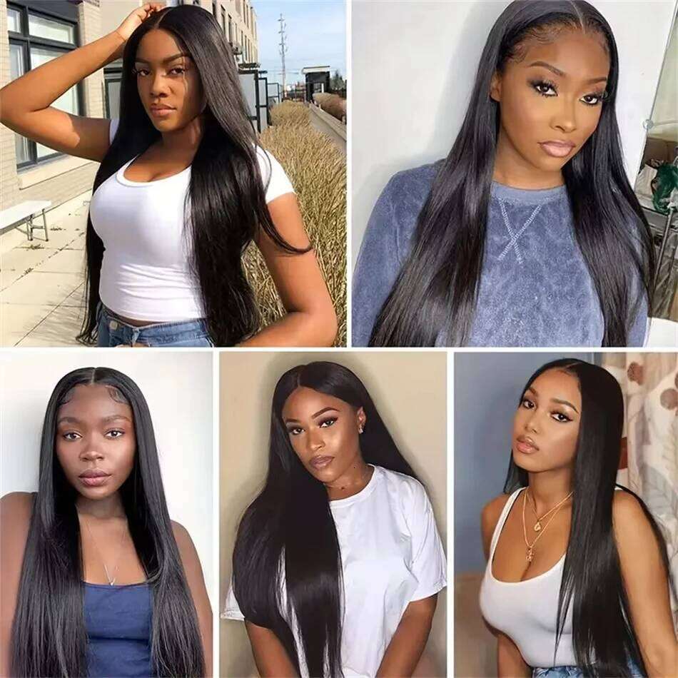 Wig Straight hine Made Peruvian Remy 100% Human Hair Quality Clip In Natural Black Color V Part Wigs