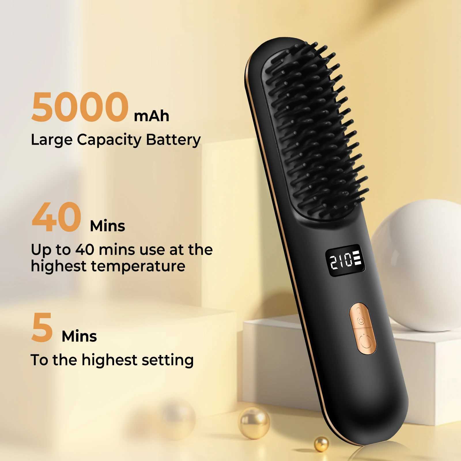 Wireless Comb Hot Selling USB Rechargeable Wireless Electric Iron Light Weight Hair Straightening Brush Hair Straightening Curling W250610