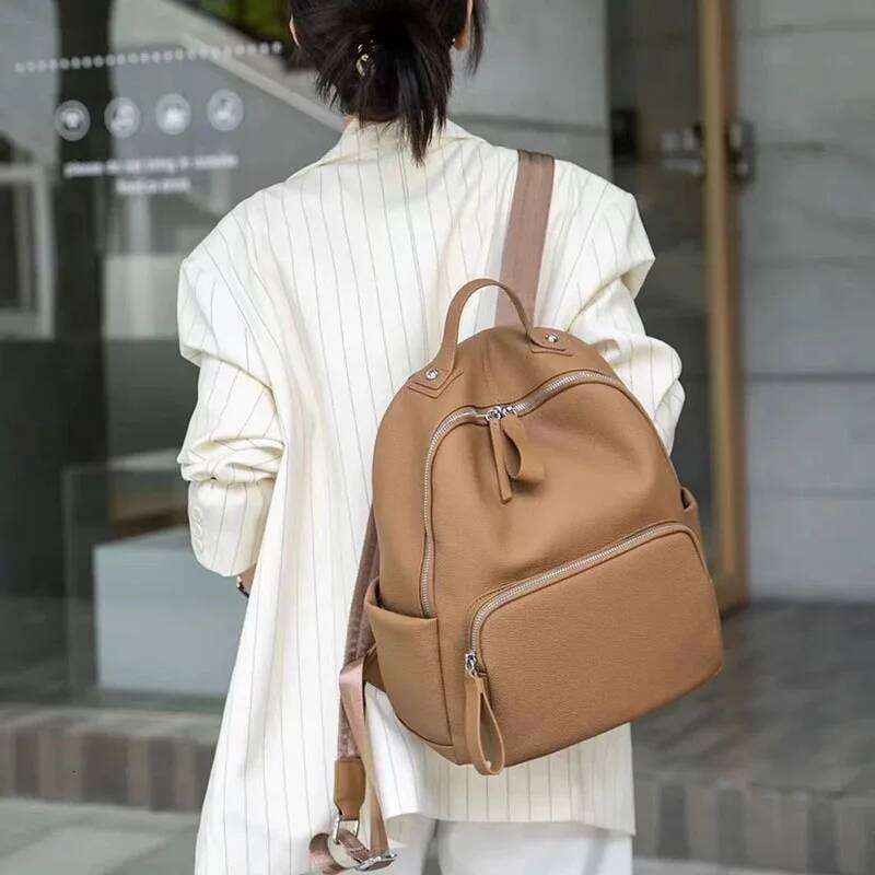 New Trendy Large Capacity Backpack With Genuine Leather Shoulder Bag, Handbag For Commuting, Student Backpack, Travel Bag 2025/06/10