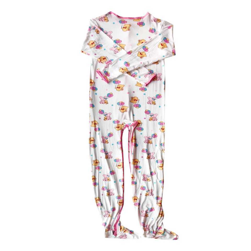 Adult Onesie Pajamas Long Jumpsuit For Adult Baby Snap Crotch Romper Sleepwear DDLG Bodysuit Baby bottle Pacifier Trojan Horse y2506100OC9