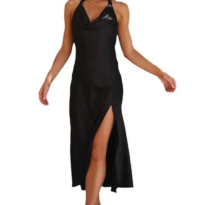 2023 Trendy European And American Cross-Border E-commerce Sleeveless Sexy Slim Fit Long Dress Womens Side Slit Open-Back Dress XJ250610