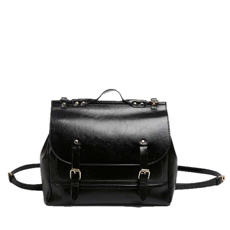 Artistic College Style Backpack Oil Wax Leather Texture Large Capacity Simple Commuter Crossbody Messenger Bag