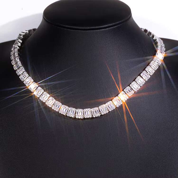 OACOCA Customized Necklace 9mm 925 Silver Hip Hop Jewelry Baguette Moissanite Cuban Chain Vvs Moissanite Hip Hop Moissanite Link Chain