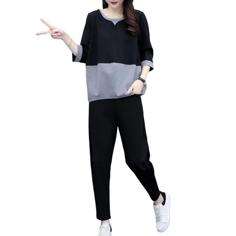 Spring Summer Two-Piece Set Women Korean Loose Large Size Tracksuit Female Clothing Casual Ladie Pant Suit Outfit 250609