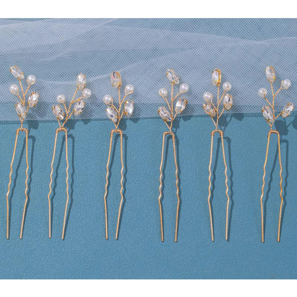 6Pcs Bridal Hairpins Wedding Headpiece Golden And Silvery Pearl Hair Comb Rhinestone Crystal Wedding Hair Accessories 250610