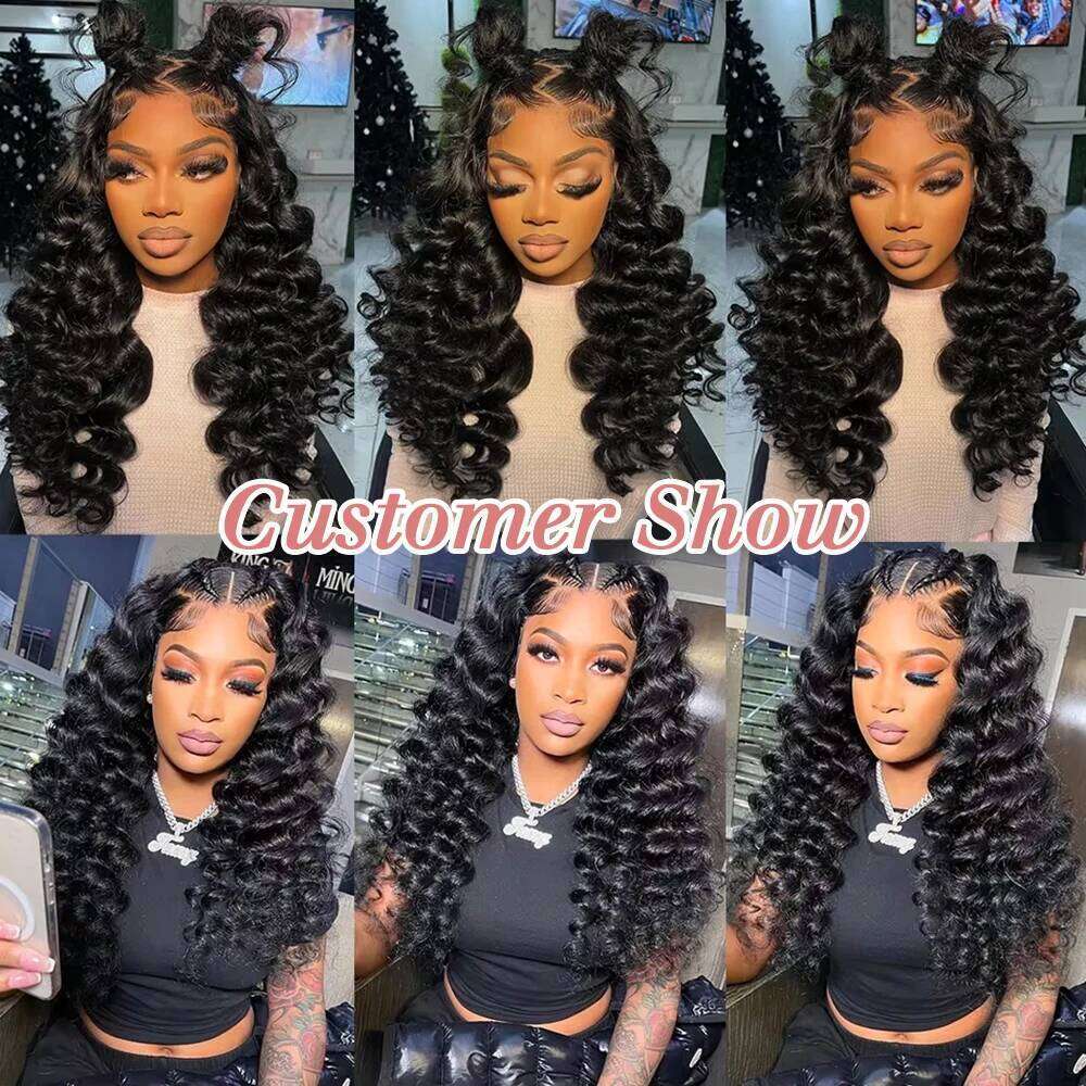 40Inch Loose Deep 13x4 13x6 360 Human Hair 250 Density Brazilian Water Curly Nature Wave HD Lace Frontal Wig Preplucked