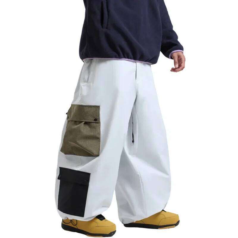 2025 New Men's Multi Port Wide Leg Single Board Breathable Waterproof Ski Pants Winter Outdoor Sports Women's